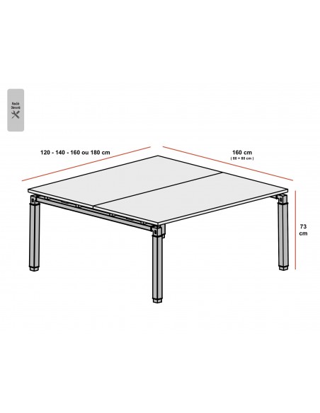 Bureau bench 2 personnes ROCK – MOBEL LINEA