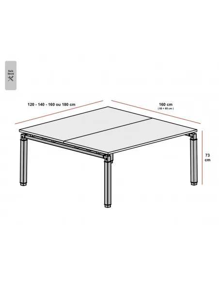 Bureau bench 2 personnes ROCK – MOBEL LINEA