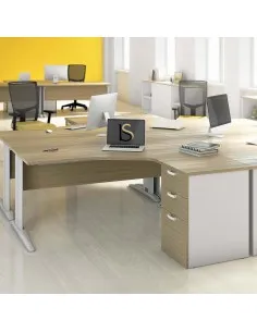 Bureau compact 90° Tono avec caisson intégré – Mobel Linea