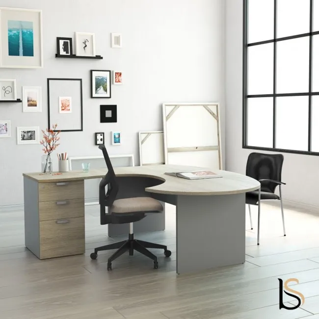 Bureau compact ergonomique avec caisson intégré Tono – Mobel Linea