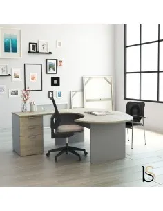 Bureau compact ergonomique avec caisson intégré Tono – Mobel Linea