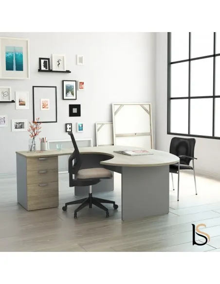Bureau compact ergonomique avec caisson intégré Tono – Mobel Linea