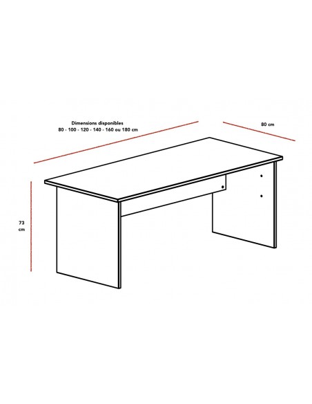 Bureau individuel Tono, pieds bois – Mobel Linea