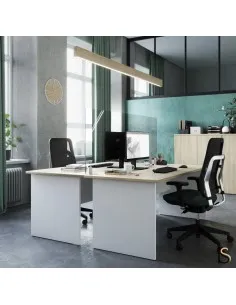 Bureau individuel Tono, pieds bois – Mobel Linea