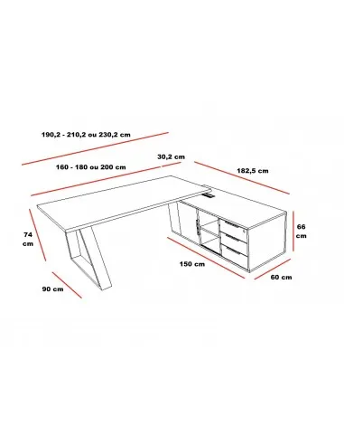 Bureau bi-colore avec meuble d’angle Pyramid