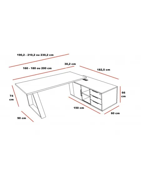 Bureau bi-colore avec meuble d’angle Pyramid