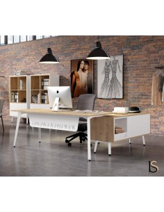 Bureau compact Idea Ypsilon avec caisson intégré - Quadrifoglio