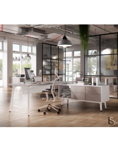 Bureau compact Idea Ypsilon avec caisson intégré - Quadrifoglio