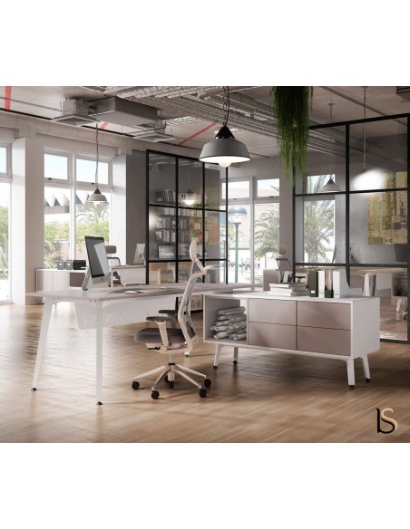 Bureau compact Idea Ypsilon avec caisson intégré - Quadrifoglio