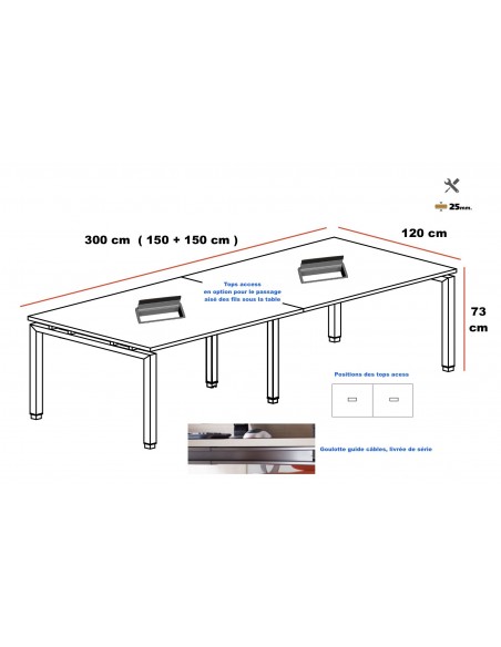 Table de conférence rectangulaire Mobel Linea