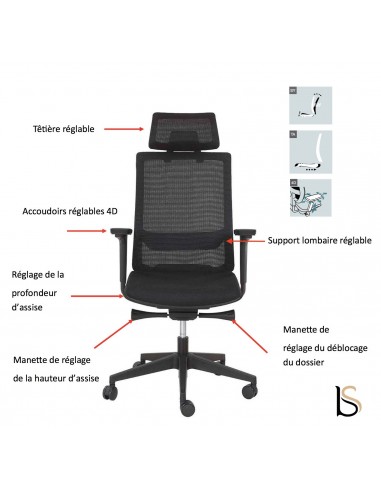 Fauteuil Manager dos résille Leo