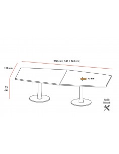 Table de réunion plateau forme tonneau série IDEA - Quadrifoglio 2