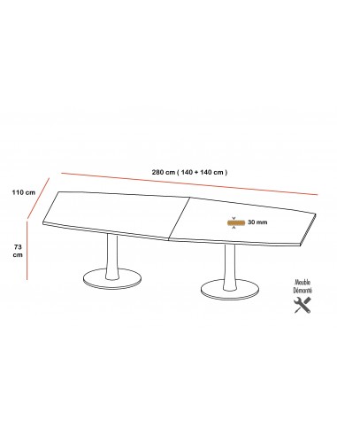 Table de réunion plateau forme tonneau série IDEA - Quadrifoglio