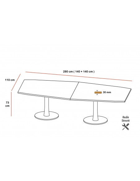 Table de réunion plateau forme tonneau série IDEA - Quadrifoglio