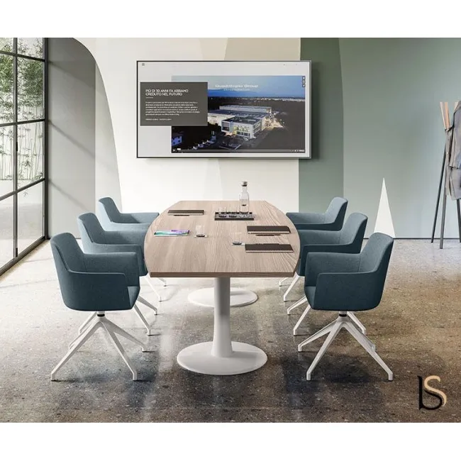 Table de réunion plateau forme tonneau série IDEA - Quadrifoglio