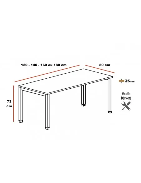 dimensions-bureau-arche-4-pieds- modèle Tempo Mobellinea