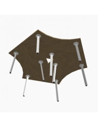Bureau bench 3 personnes Ogi A – MDD, vue du dessous
