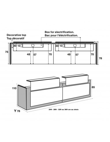 Banque d'accueil 2 personnes Avant - Ofitres