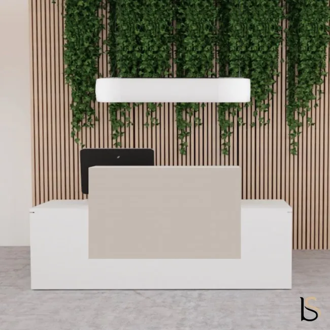 Bureau d’accueil Pano - Ofitres avec réhausse stratifiée beige