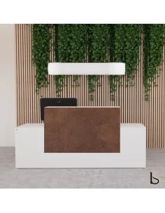 Bureau d’accueil Pano - Ofitres avec réhausse stratifiée ocre
