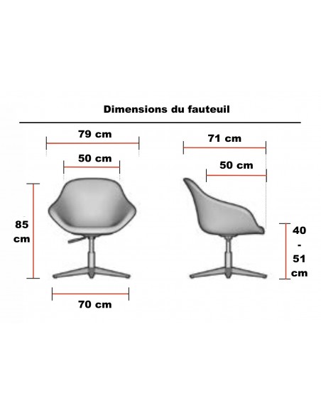 Grand fauteuil d’accueil Tilos avec pied métal - Mobel linea.