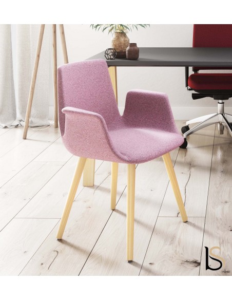 Chaise visiteurs RAN pieds bois - Mobel linea.