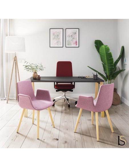 Chaise visiteurs RAN pieds bois - Mobel linea.