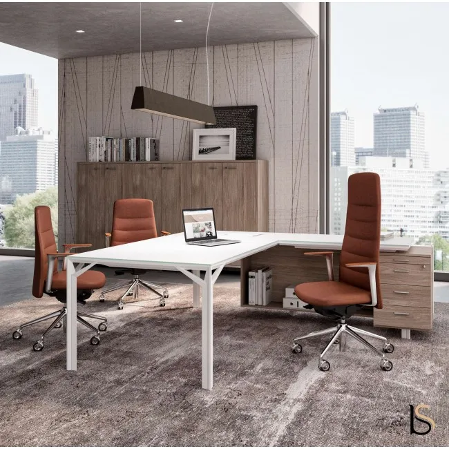 Bureau de direction X8 en verre blanc - Officity