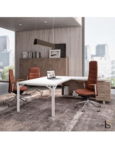 Bureau de direction X8 en verre blanc - Officity