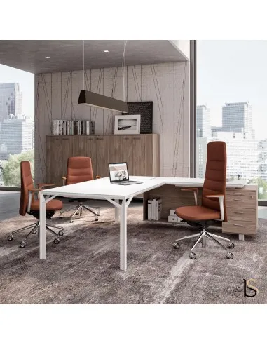 Bureau de direction X8 en verre blanc - Officity