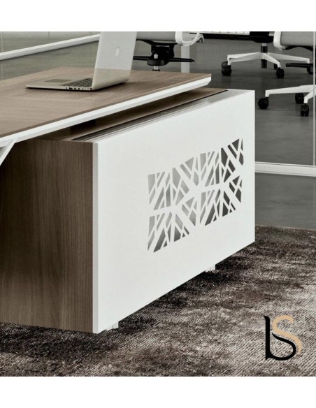 Bureau de direction X8 en verre blanc - Officity