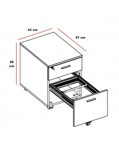 Caisson à roulettes pour bureaux Pyramid 2