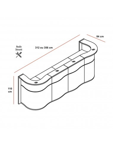Comptoir d’accueil 3 postes Wave - MDD
