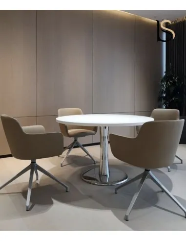 Table de réunion ronde Idea avec pied central tulipe