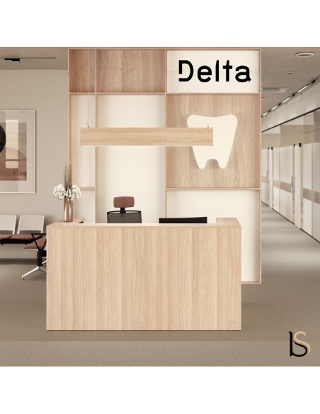 Comptoir d'accueil pas cher Delta Mobel Linea coloris chêne moyen