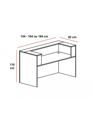 Dimensions banque d'accueil pas chère Delta Mobel Linea 1 personne