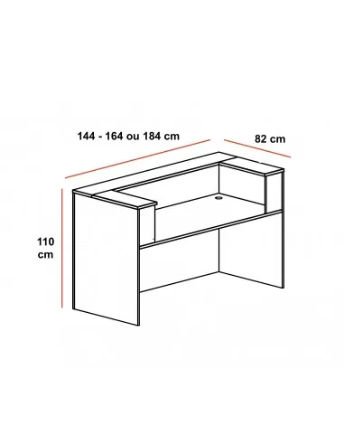 Dimensions banque d'accueil pas chère Delta Mobel Linea 1 personne