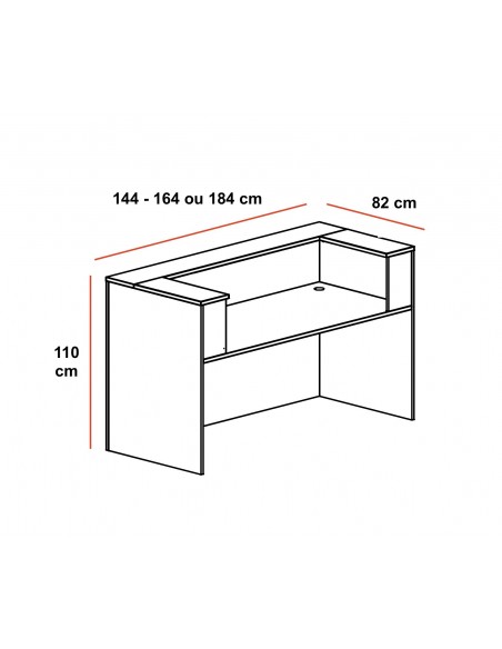 Dimensions banque d'accueil pas chère Delta Mobel Linea 1 personne
