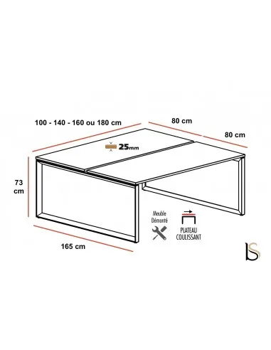 Bureau bench 2 personnes Star Mobel Linea - Bureau Store