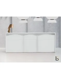 Comptoir d’accueil blanc Wave MDD à quatre panneaux blancs