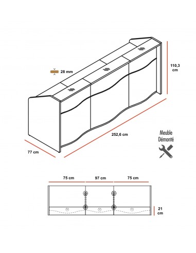 Comptoir d’accueil 3 personnes WAVE -...