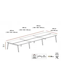 Bureau bench Born 6 personnes Mobel Linea en open space 2