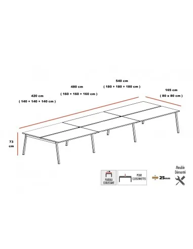 Bureau bench Born 6 personnes Mobel Linea - Bureau Store