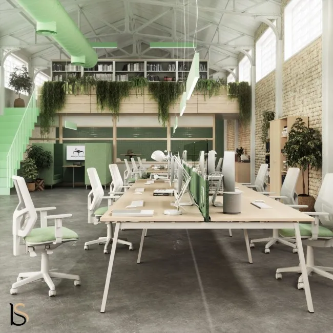 Bureau bench Born 6 personnes Mobel Linea en open space
