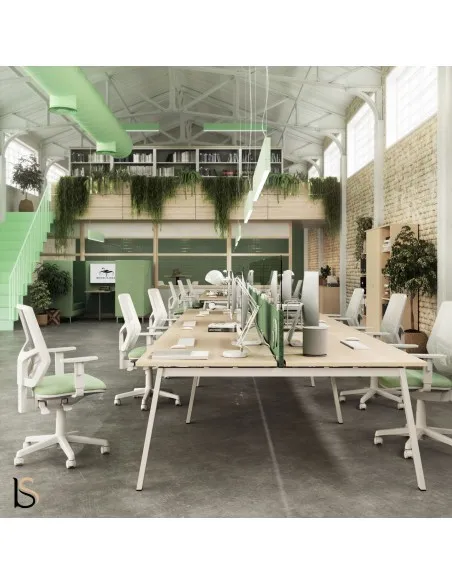 Bureau bench Born 6 personnes Mobel Linea en open space