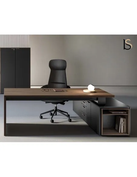 Bureau de manager Sile avec meuble intégré en bois