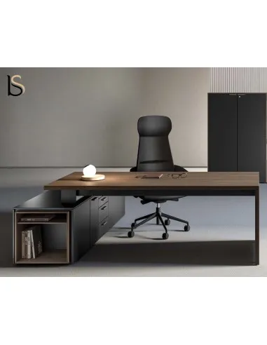 Bureau de manager Sile avec meuble intégré en bois et arc format moderne