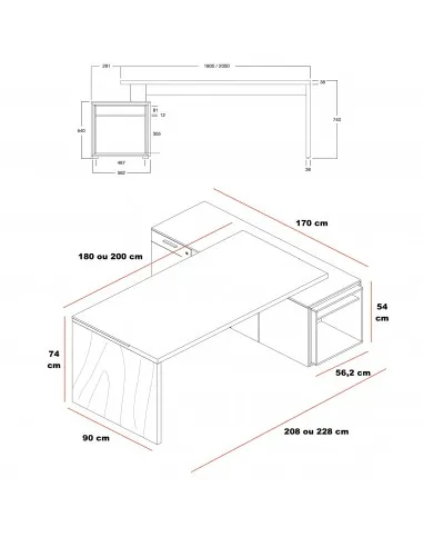 Bureau de manager Sile avec meuble intégré Bralco   Bureau-Store