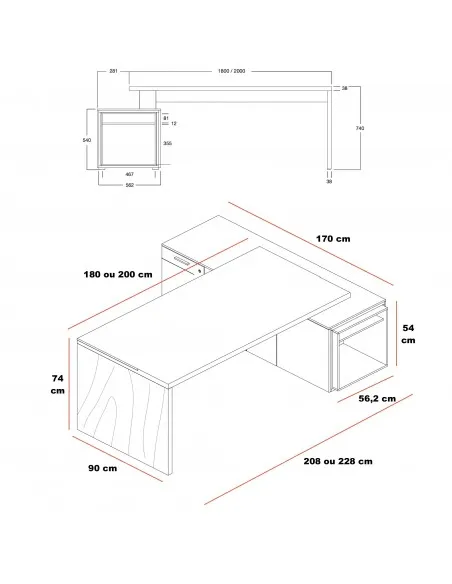 Bureau de manager Sile avec meuble intégré Bralco   Bureau-Store