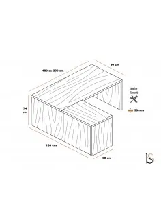 Bureau de direction Sile avec retour en bois clair et caisson noir 2